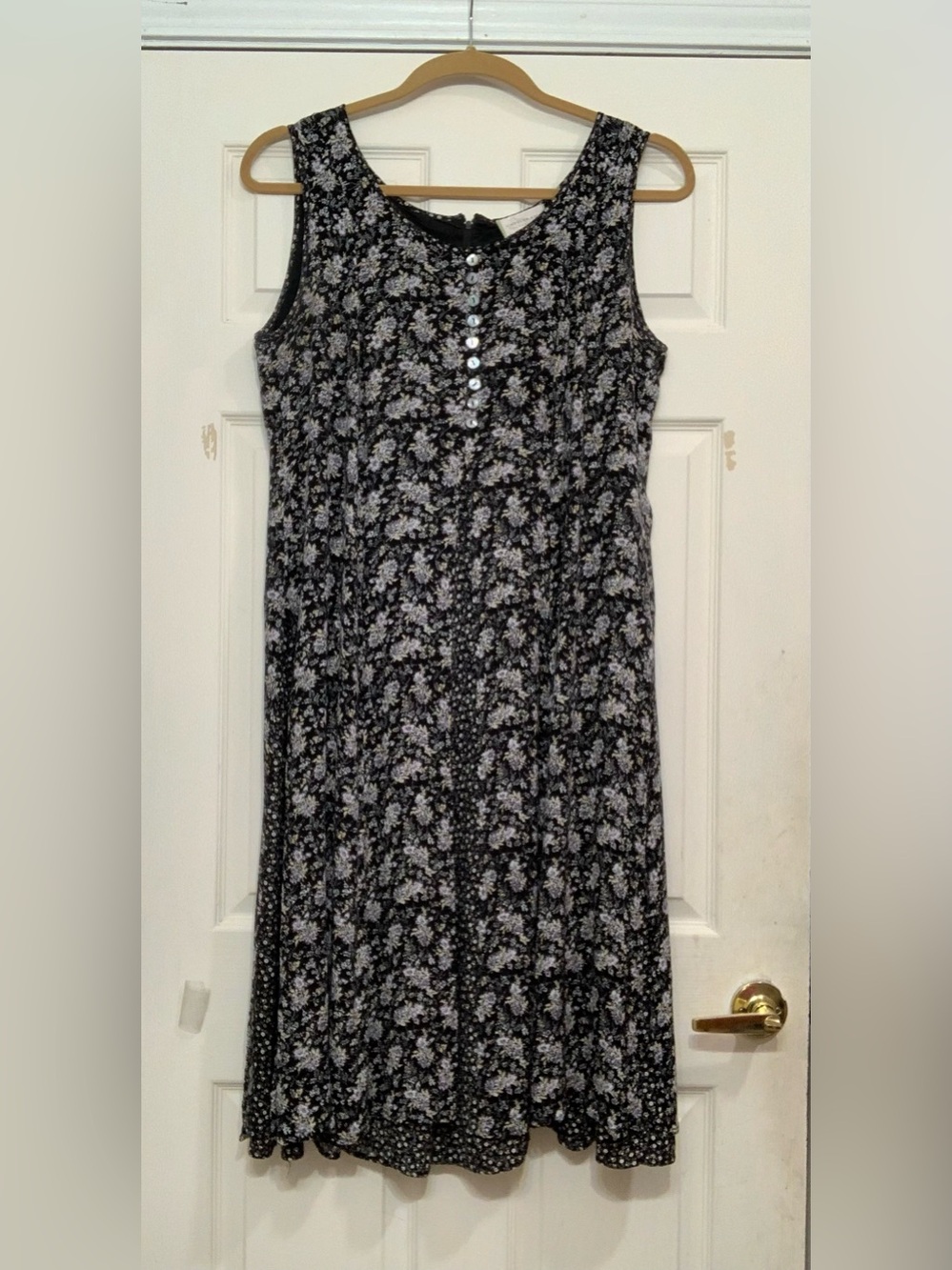 Capistrano Vintage Prairie Cottage Core Black White Floral Sz 18 Dress. 3525